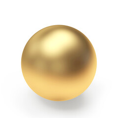 One golden ball or sphere isolated on a white background close-up. 3D illustration