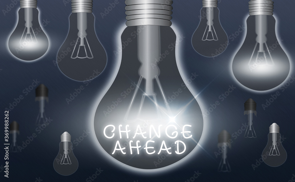 Aufkleber handwriting text writing change ahead. conceptual photo to replace with or exchange for another beco