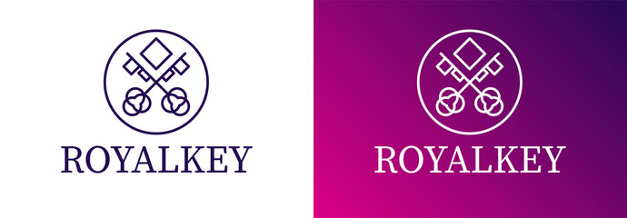 royalkey logo. Vector logotype design element. Real estate, key, house, home