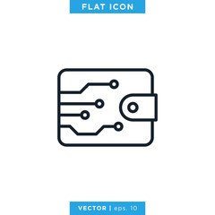 Digital Wallet Icon Vector Design Template. Editable Stroke.