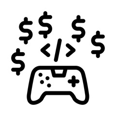 game coding and sell icon vector. game coding and sell sign. isolated contour symbol illustration