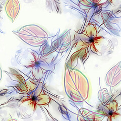 Fototapeta na wymiar Floral Seamless Pattern. Watercolor Background. Hand Painted Illustration.
