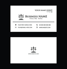 simple attorney or law business card design template of white color background