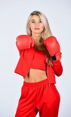 Sport and sportswear fashion. girl in boxing gloves punching. training with coach. fight for success. knockout and energy. Sport success. Boxer girl workout, healthy fitness