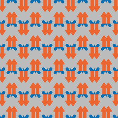 Vector seamless pattern texture background with geometric shapes, colored in grey, orange, blue colors.