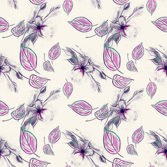 Floral Seamless Pattern. Watercolor Background. Hand Painted Illustration.