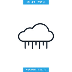 Heavy Rain Icon Vector Design Template. Weather Sign and Symbol. Editable Stroke