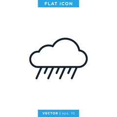 Heavy Rain with Wind Icon Vector Design Template. Weather Sign and Symbol. Editable Stroke