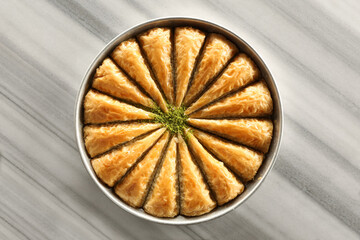 Baklava with pistachio. Turkish traditional dessert, havuc dilimi