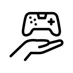 hand hold game joystick icon vector. hand hold game joystick sign. isolated contour symbol illustration