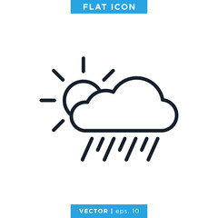 Heavy rain along with wind icon vector design template. Weather sign and symbol. Editable stroke.
