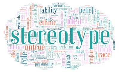 Stereotype word cloud isolated on a white background