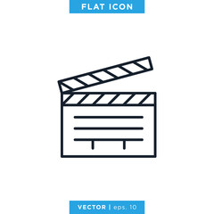 Clapperboard icon vector design template. Editable stroke.
