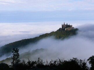 Fototapeta premium View to the castle Hechingen in the morning 