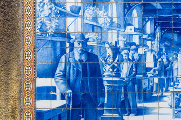 Azulejos panels of a Ceramics Factory in ruins in Vila Nova de Gaia in Portugal