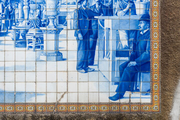 Azulejos panels of a Ceramics Factory in ruins in Vila Nova de Gaia in Portugal