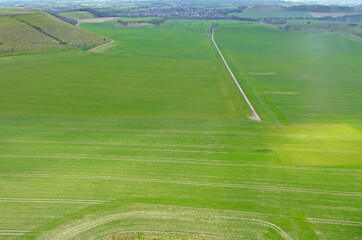 Aerial view of the fields at Mere in Wiltshire	