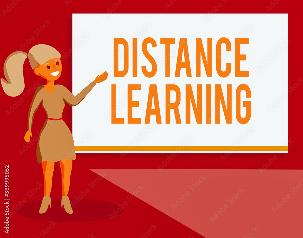 Aufkleber handwriting text distance learning. conceptual photo educational lectures broadcasted over the inter