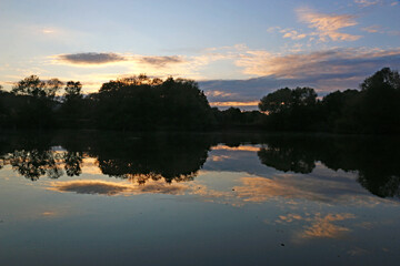 Sunset on the River Moselle at Millery in France	