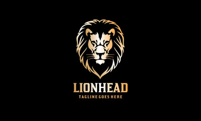 Lion Head Logo - Black Background Lion Vector