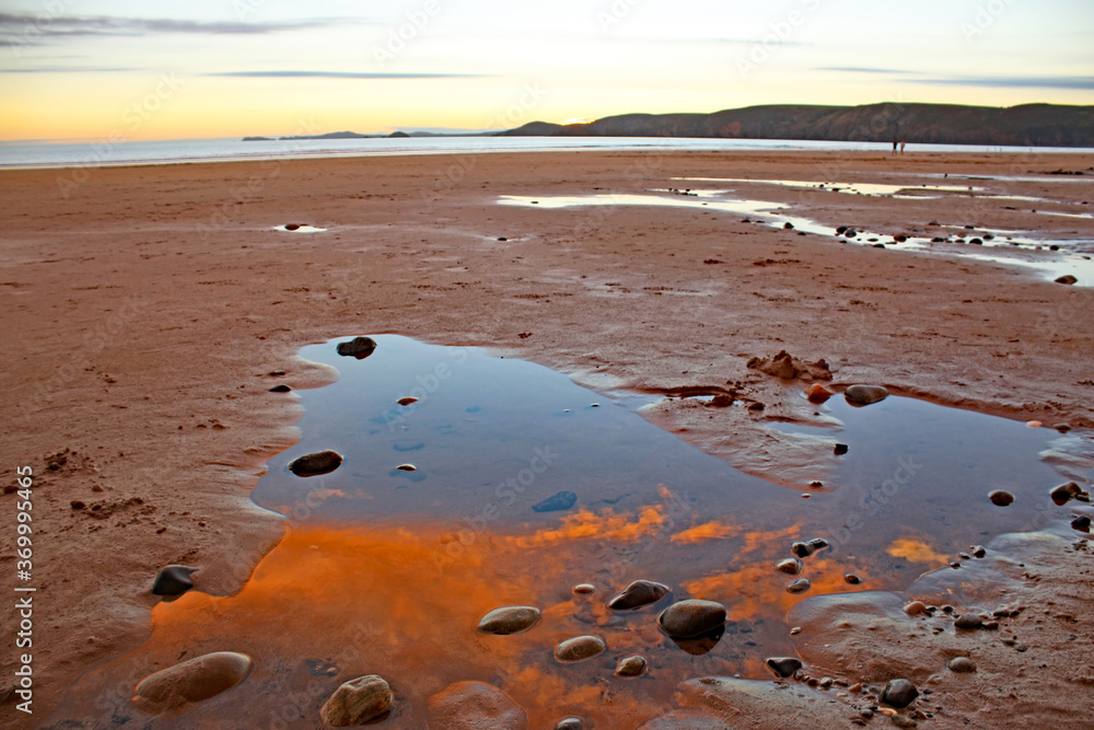 Poster Sunset over Newgale Beach, Wales	