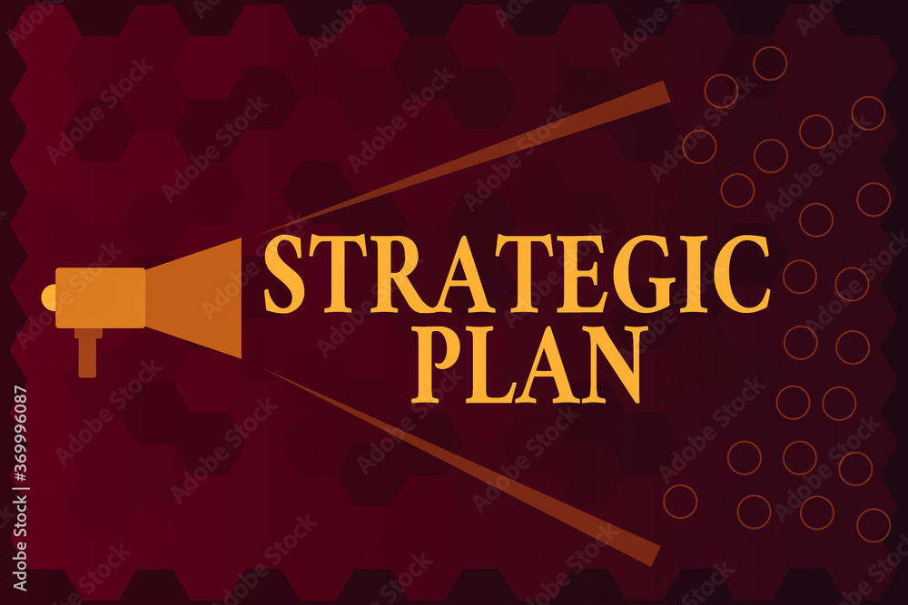 Poster handwriting text strategic plan. conceptual photo a systematic process of envisioning a desired futu