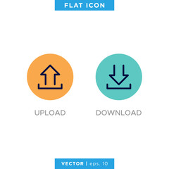 Upload Download Button Icon Vector Design Template. Editable Stroke