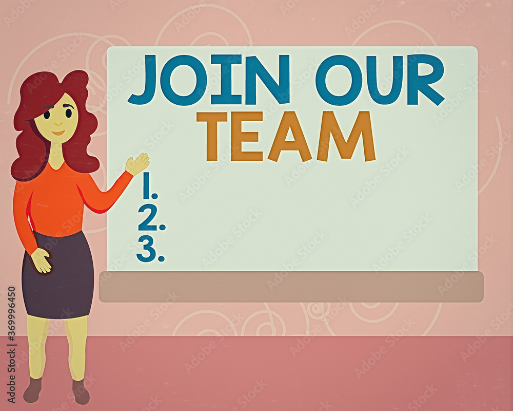 Poster conceptual hand writing showing join our team. concept meaning inviting someone to join in your loca