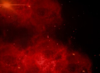 Illustration create from smartphone or tablet. Nebula or red smoke and stars on the darkness. Abstract background for use as wallpaper on screensaver.