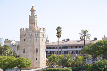 Fototapeta na wymiar Golden tower (in spanish Torre del Oro), Seville, Spain