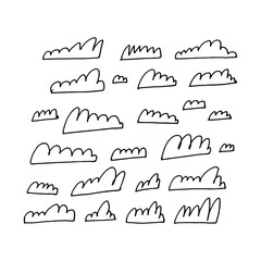 Set of hand-drawn outline clouds.