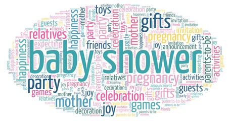 Fototapeta premium Baby shower word cloud isolated on a white background
