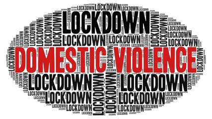 Domestic violence during lockdown word cloud isolated on a white background