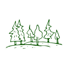 Hand-drawn forest doodle
