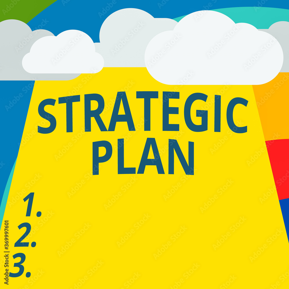 Poster text sign showing strategic plan. business photo showcasing a systematic process of envisioning a de