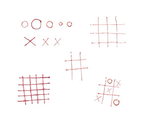 Hand drawn cross-zero game element. doodle illustration.  game and toy store, game zone, educational courses.