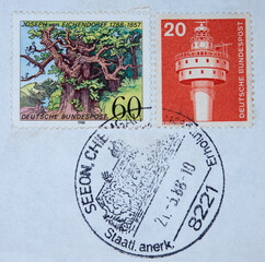 vintage retro alt old briefmarken stamp post letter mail gestempelt used slogan Werbung Seeon...
