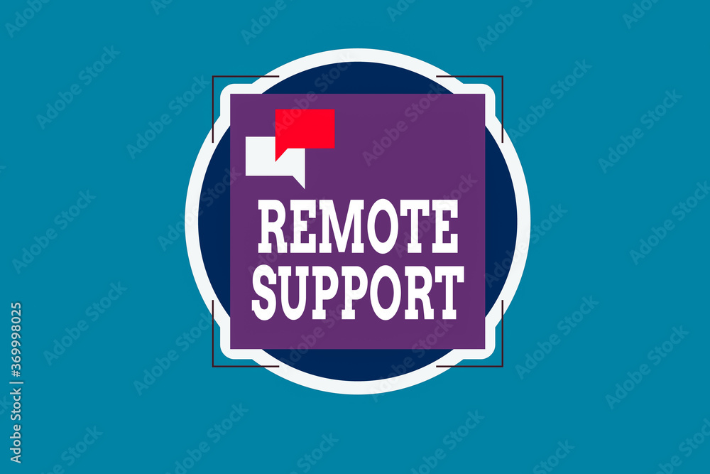 Poster text sign showing remote support. business photo showcasing type of secure service, which permits re
