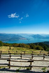 Fototapeta na wymiar panoramic view of Lake Maggiore in Italy seen from the top of Mottarone