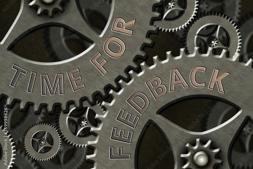 Poster writing note showing time for feedback. business concept for information about reactions to a produc