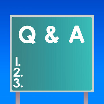 Handwriting Text Writing Q And A. Conceptual Photo A Period Of Time Or An Occasion When Someone Answers Questions Blank Square Shape Billboard Standing With Frame Border Outdoor Display