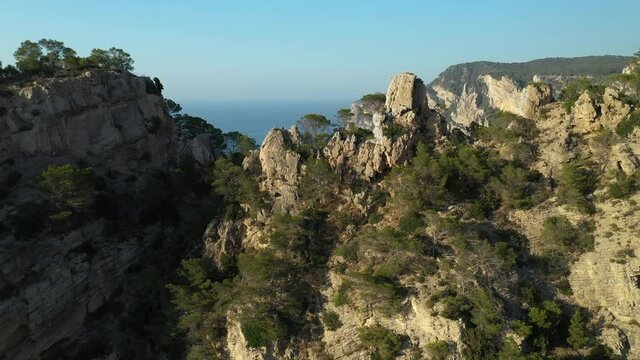 Viewpoint on a cliff facing the Mediterranean Sea. Ibiza island.