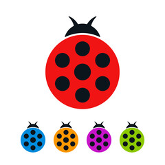 Colorful Ladybugs Flat Icons
