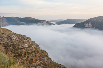 Dawn with fog at Guartela Canyon - sixth largest canyon in the world in length - Tibagi/ Parana - Brazil
