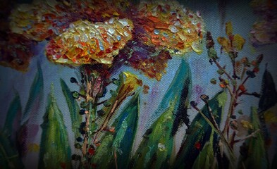 Hand drawn , oil painting   flower   backgrounds for design , Thailand , art background , Modern art , 