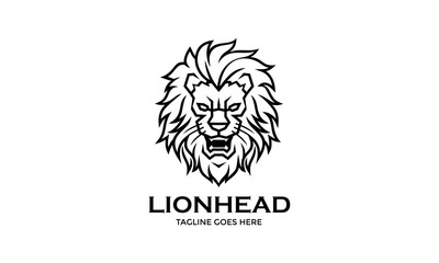 Lion Head Logo - Lion Roar Line Vector
