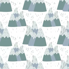 Abwaschbare Fototapete Berge nahtloses Muster mit Bäumen