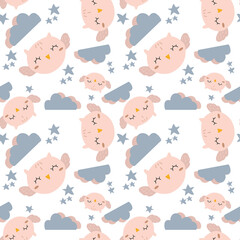 seamless pattern with baby owl, saemless pattern with baby animals, cute animals