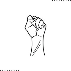 show fist, strong arm vector icon in outlines