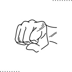 Fist and fight vector icon in outlines